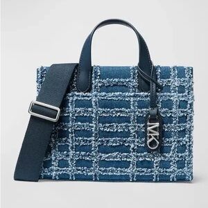 MICHAEL Gigi Small East West Denim Messenger Tote